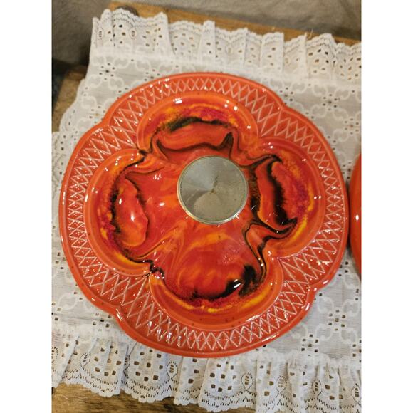 Vintage California Original 732 Orange Lava Drip Glaze Casserole Covered Dish - Picture 5 of 5